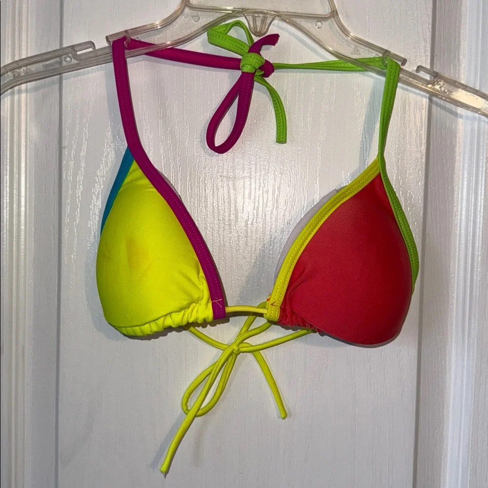 Colorful Bikini Top Multicolor Swim Top Size L